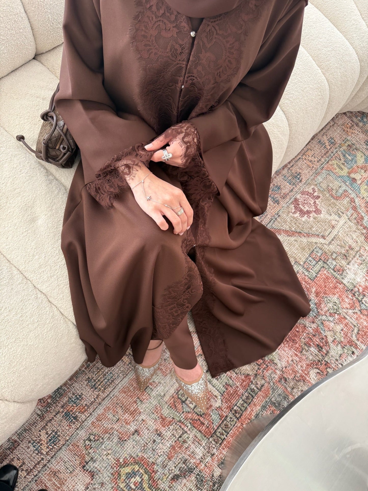 Sareen brown abaya set